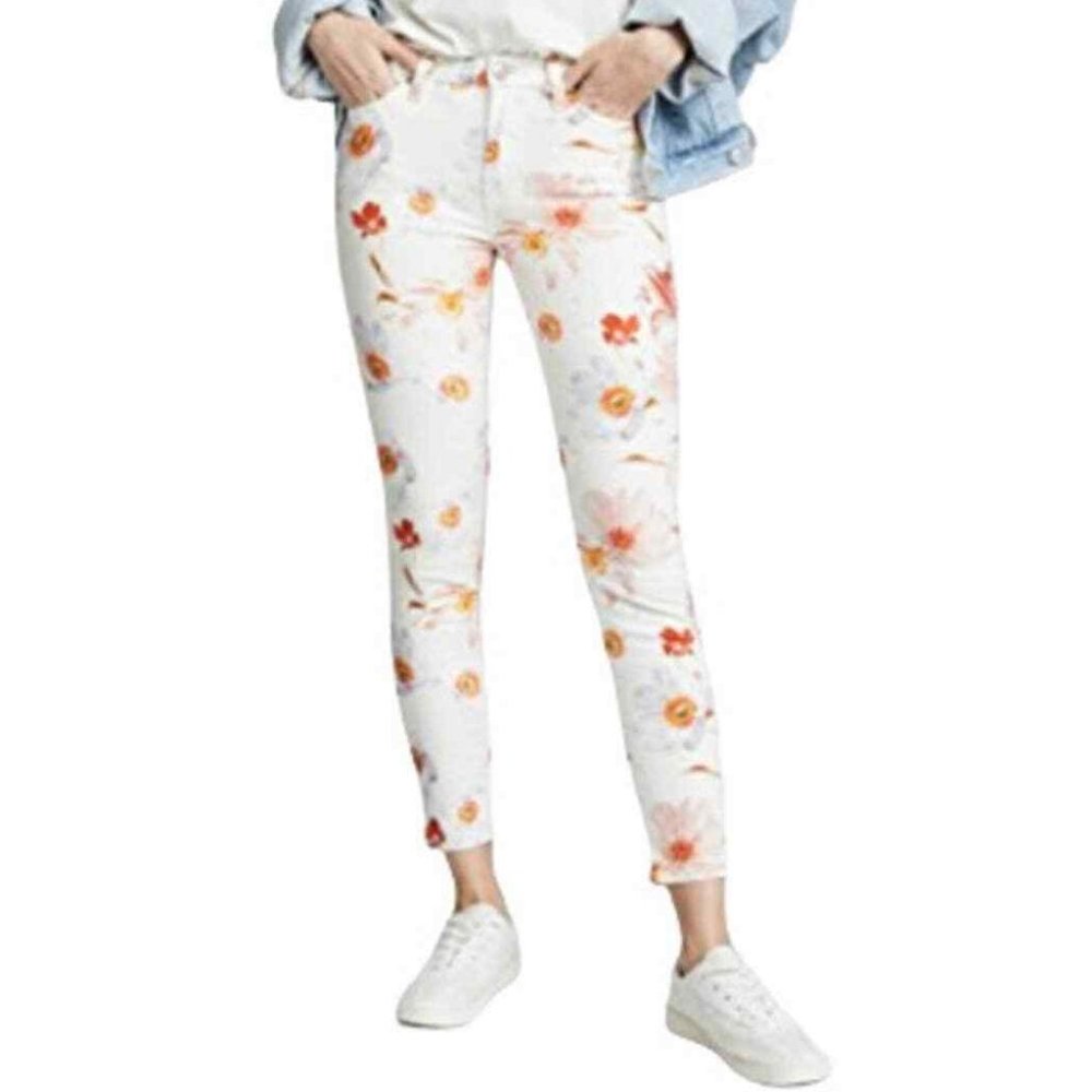 7 For All Mankind Ankle Super Skinny Floral Jeans
